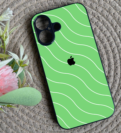 Green Curvio Metal Back Case for Apple Iphone 16