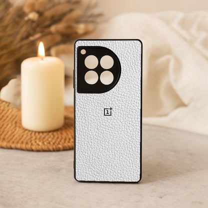 White Leather Metal Back Case for OnePlus 12R