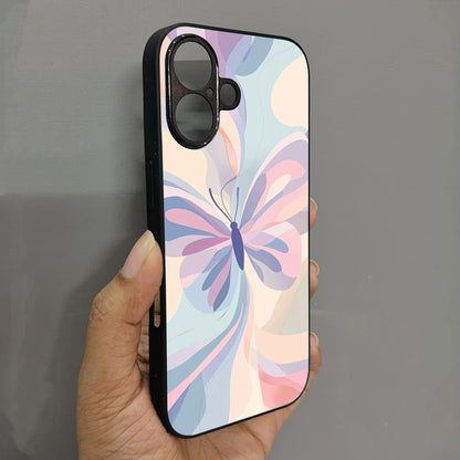 Artistic Butterfly Metal Back Case for Apple Iphone 16