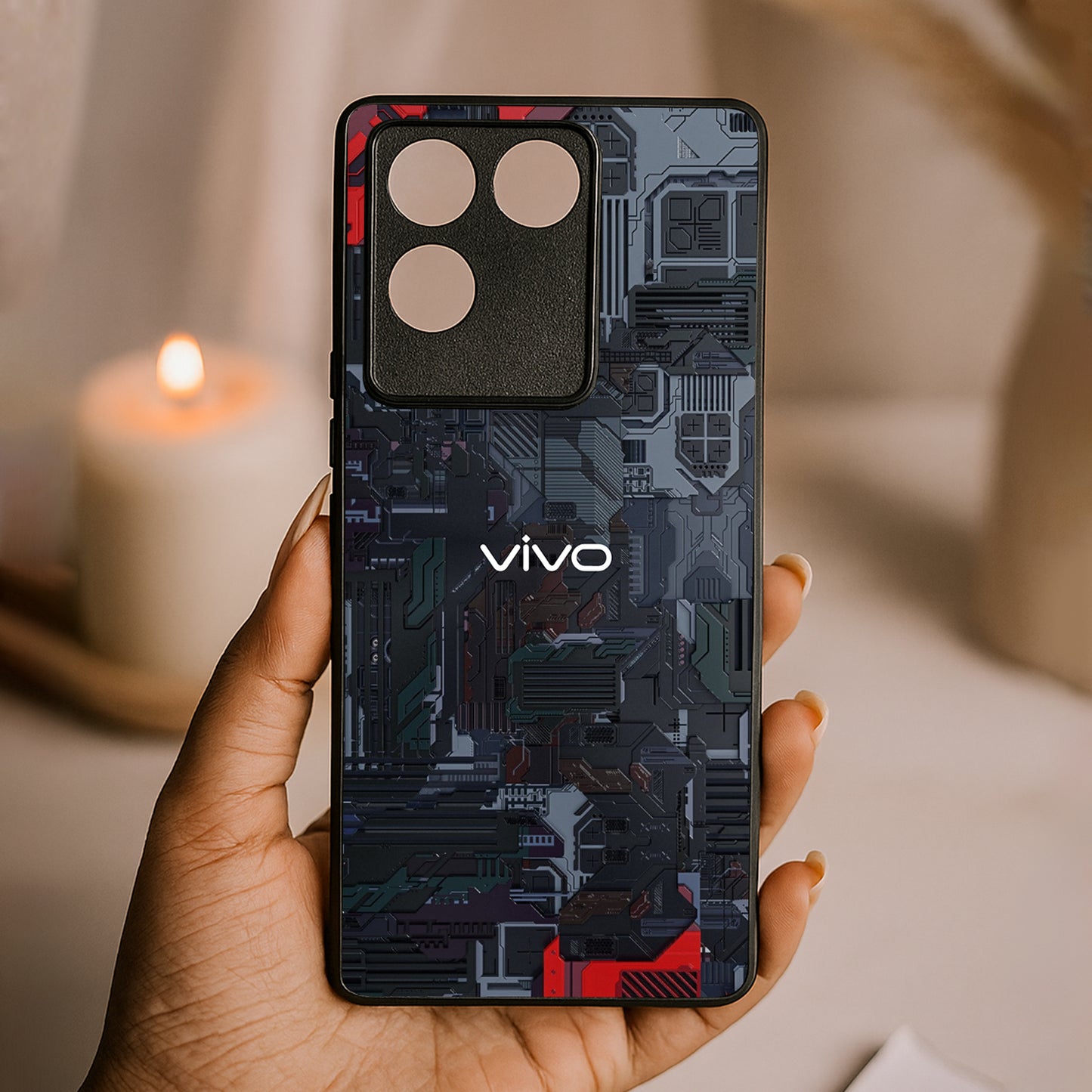 Circuit Crush Metal Back Case for Vivo t2 pro