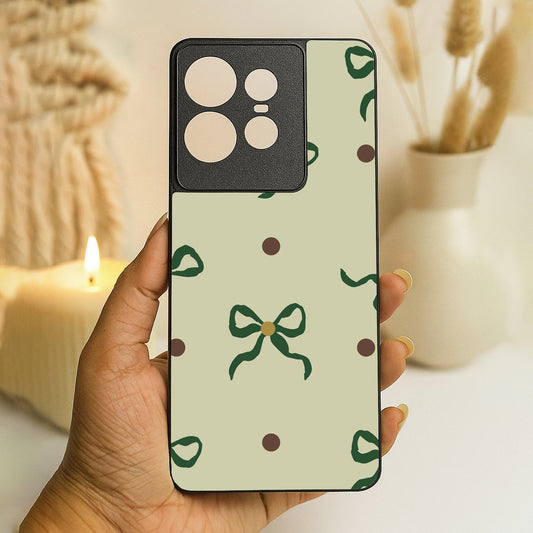Matcha Bow Metal Back Case for Moto Edge 50 pro