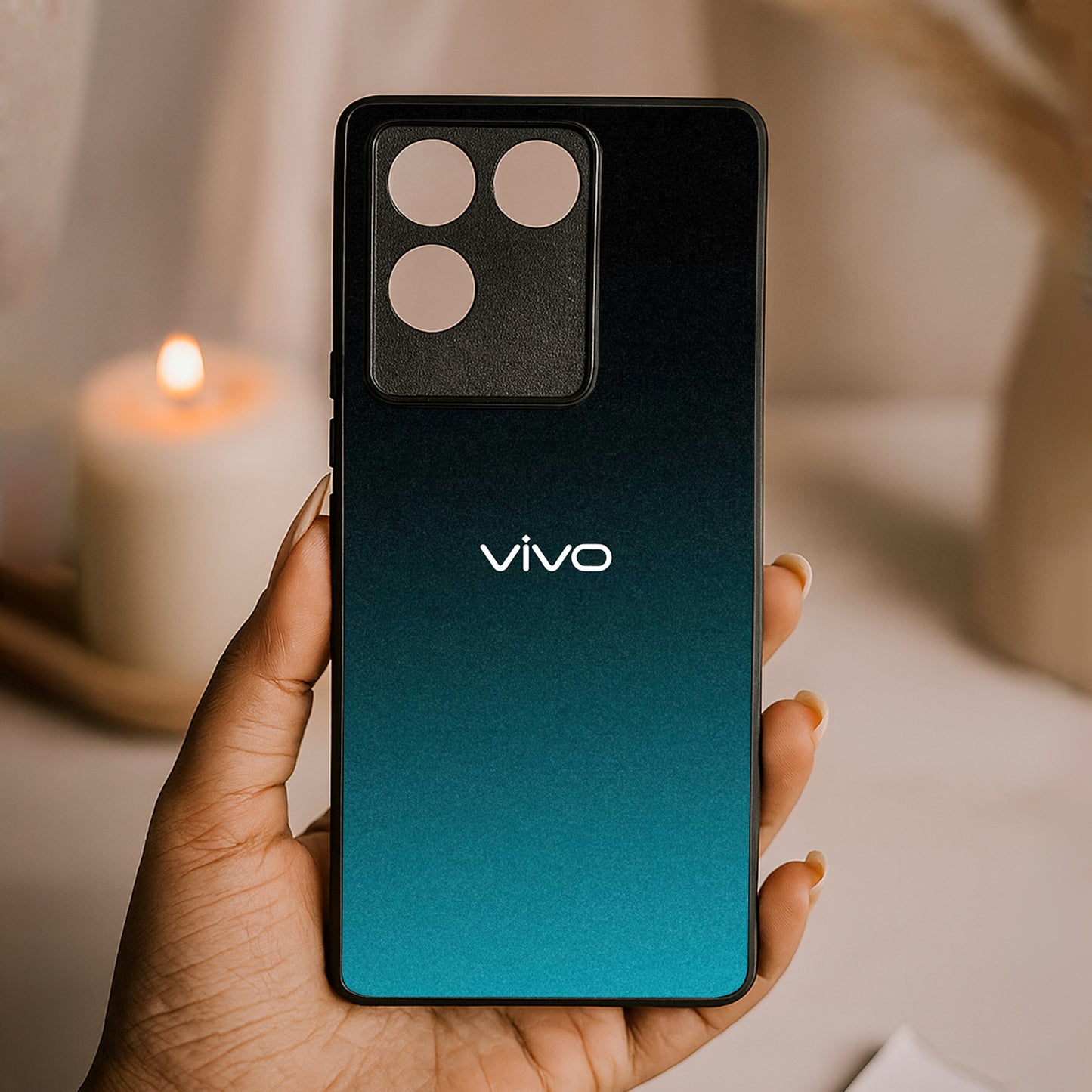 Midnight Teal Metal Back Case for Vivo t2 pro