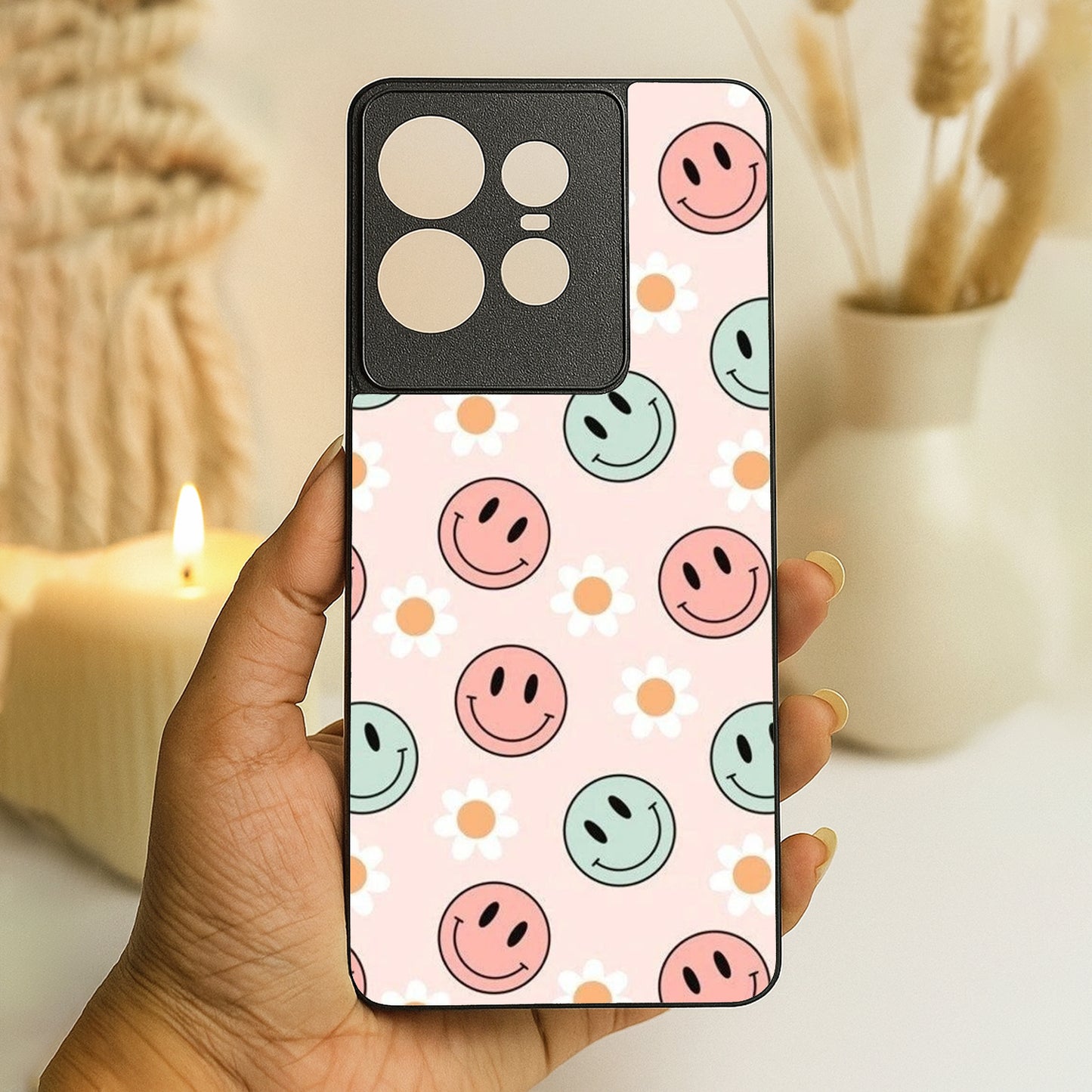 Cute Smiles Metal Back Case for Moto Edge 50 pro