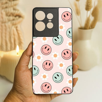 Cute Smiles Metal Back Case for Moto Edge 50 pro