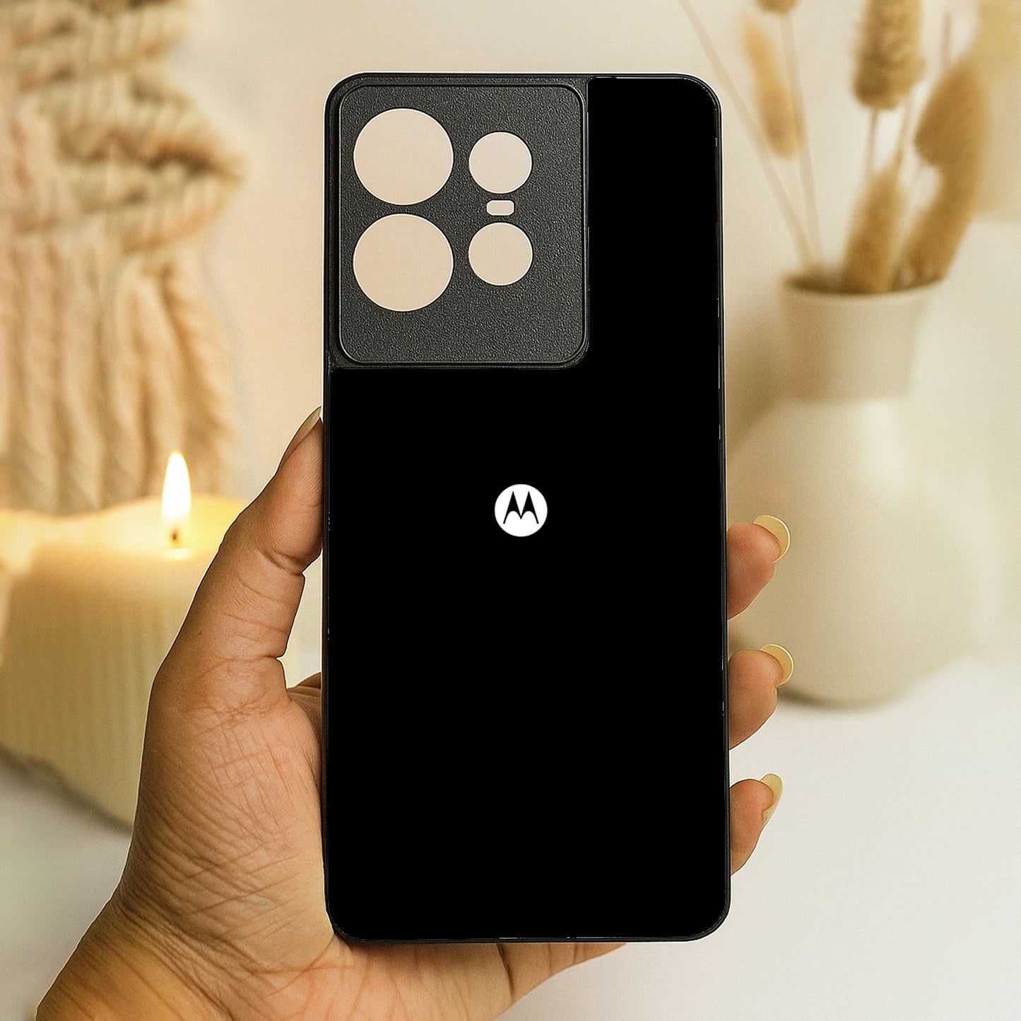 Black Metal Back Case for Moto Edge 50 pro