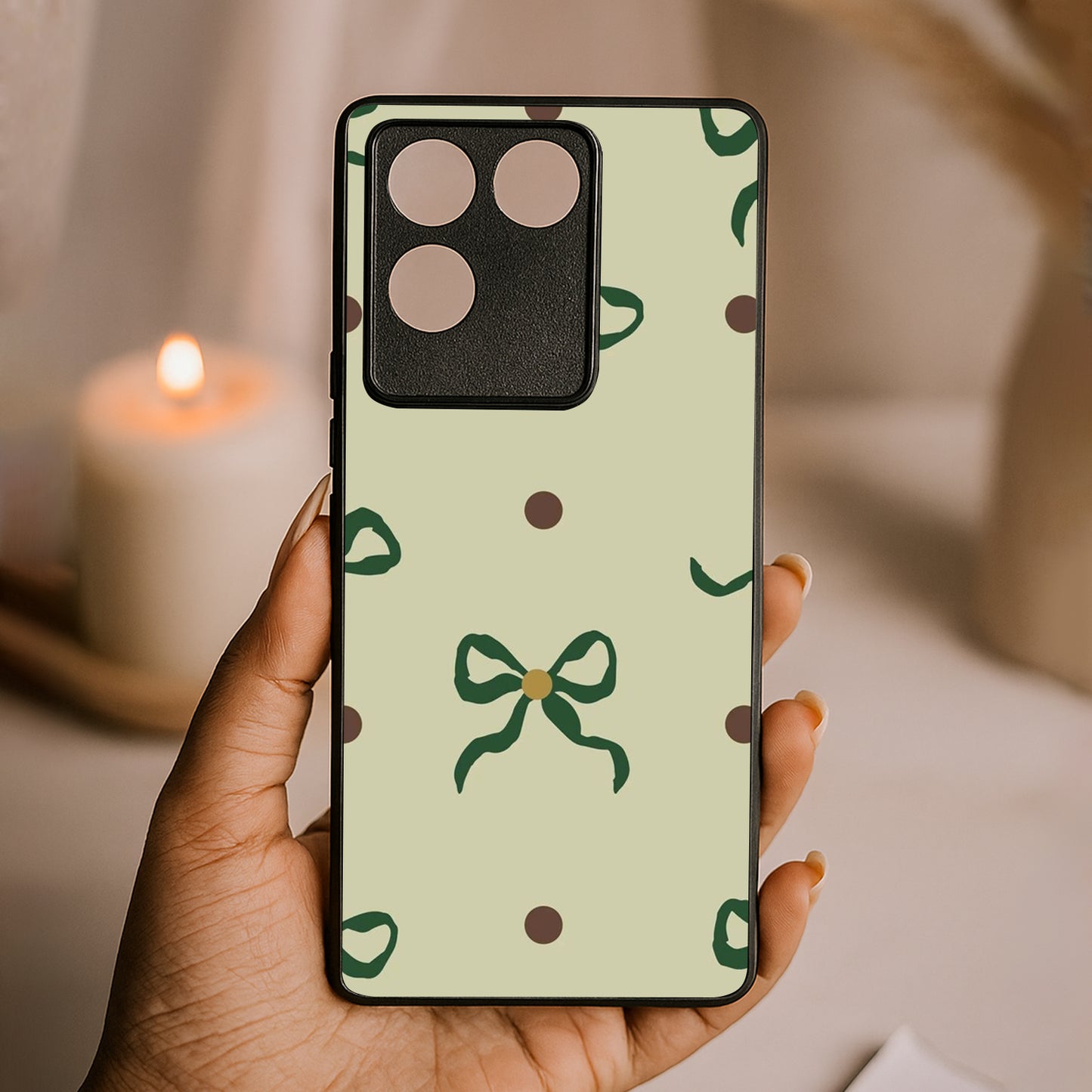 Matcha Bow Metal Back Case for Vivo t2 pro