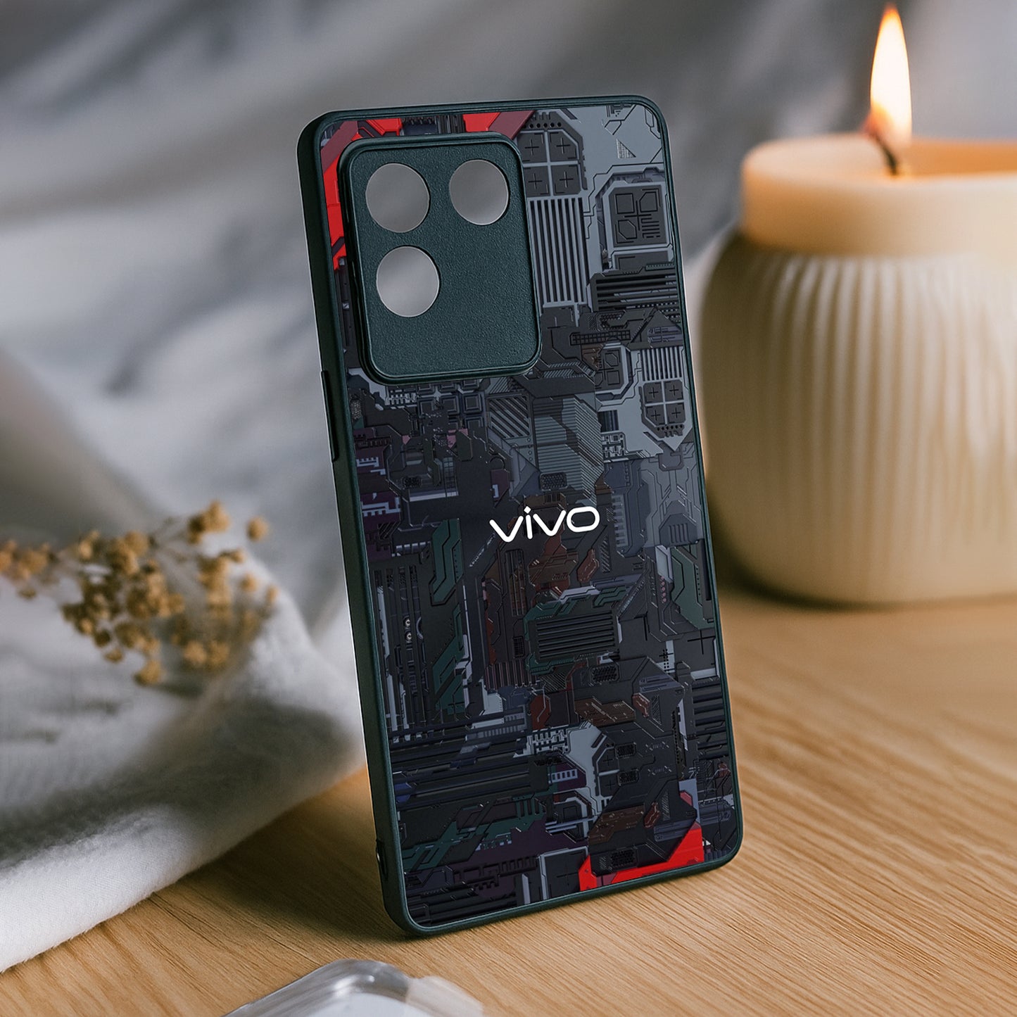 Circuit Crush Metal Back Case for Vivo t2 pro