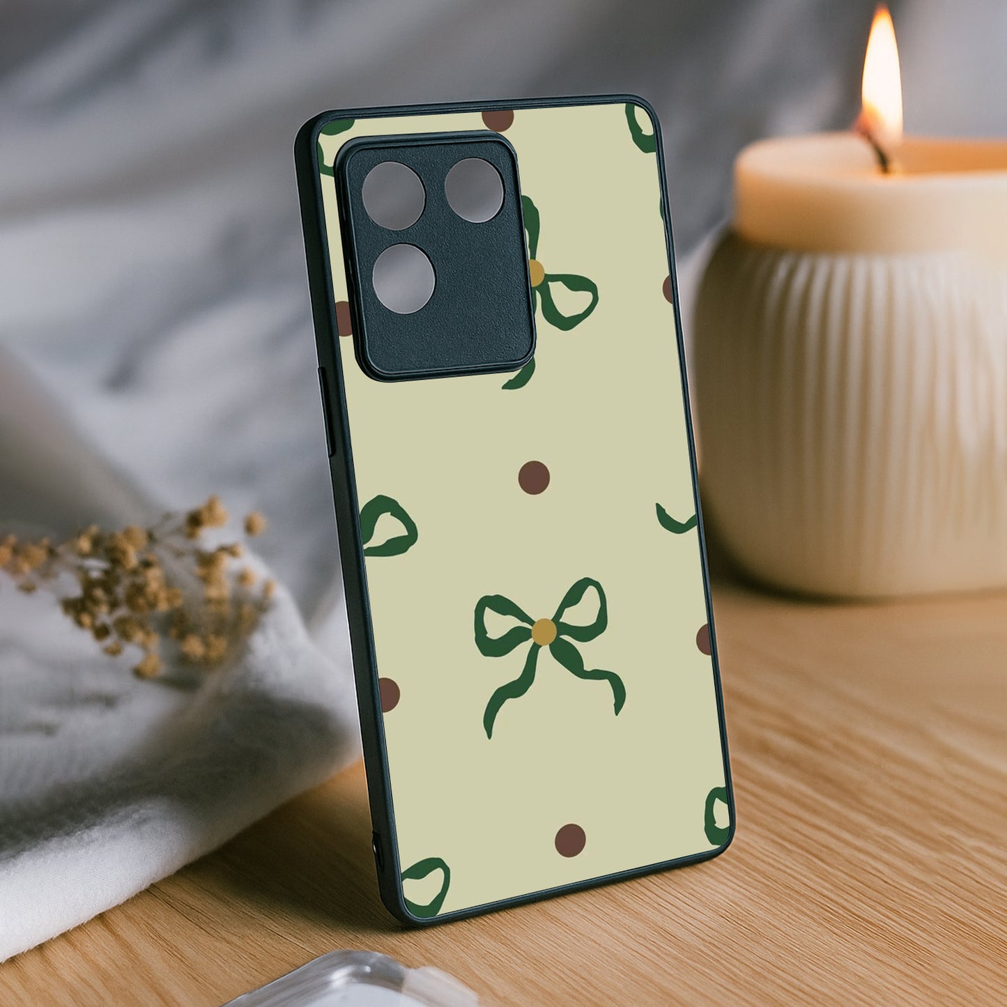 Matcha Bow Metal Back Case for Vivo t2 pro