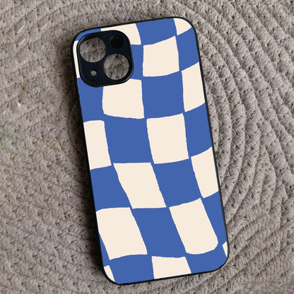 Wavy Checks Metal Back Case for Apple Iphone 14