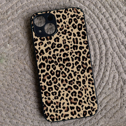 Cheetah Print Metal Back Case for Apple Iphone 14
