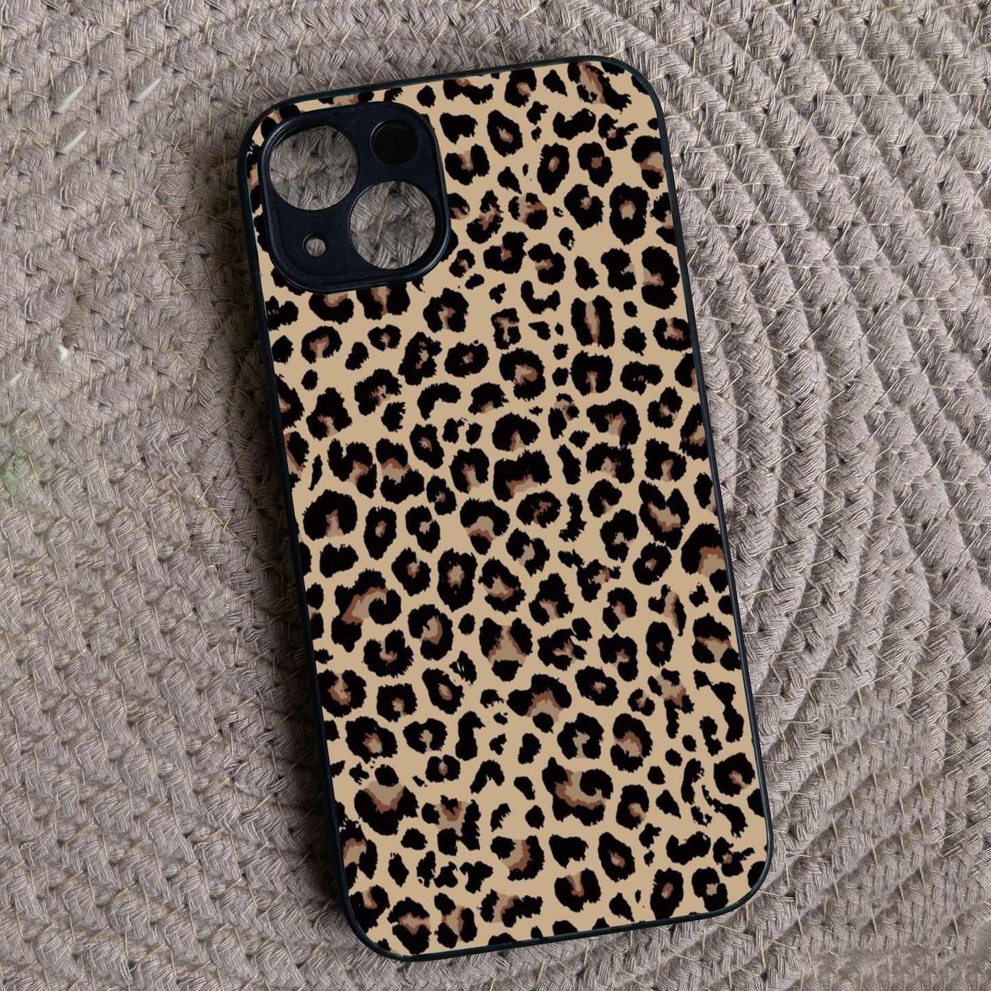 Cheetah Print Metal Back Case for Apple Iphone 15 Plus