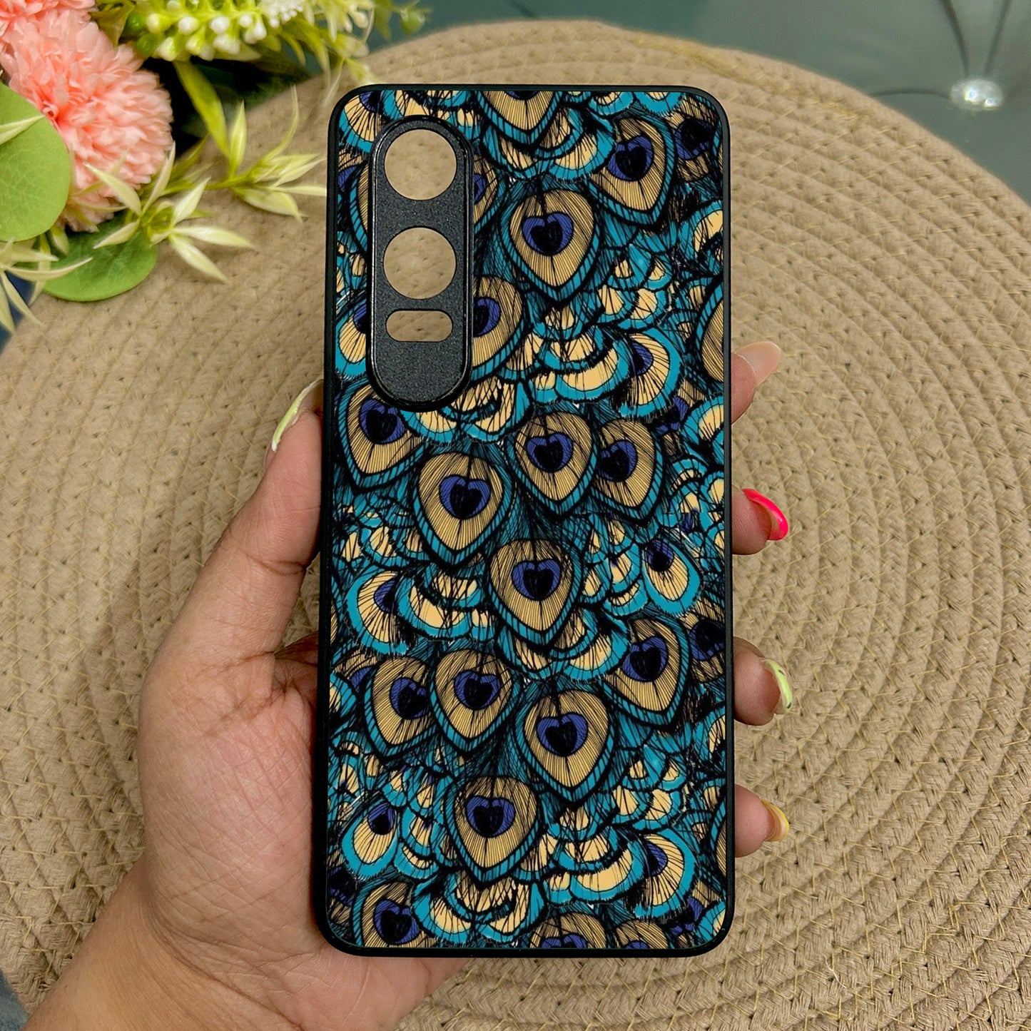 Peacock Feathers Metal Back Case for Oneplus Nord CE 4 Lite (5G)