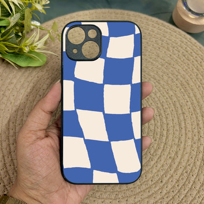 Wavy Checks Metal Back Case for Apple Iphone 14