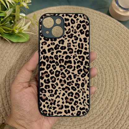 Cheetah Print Metal Back Case for Apple Iphone 15 Plus