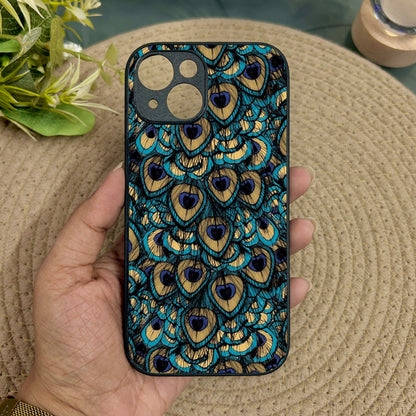 Peacock Feathers Metal Back Case for Apple Iphone 14