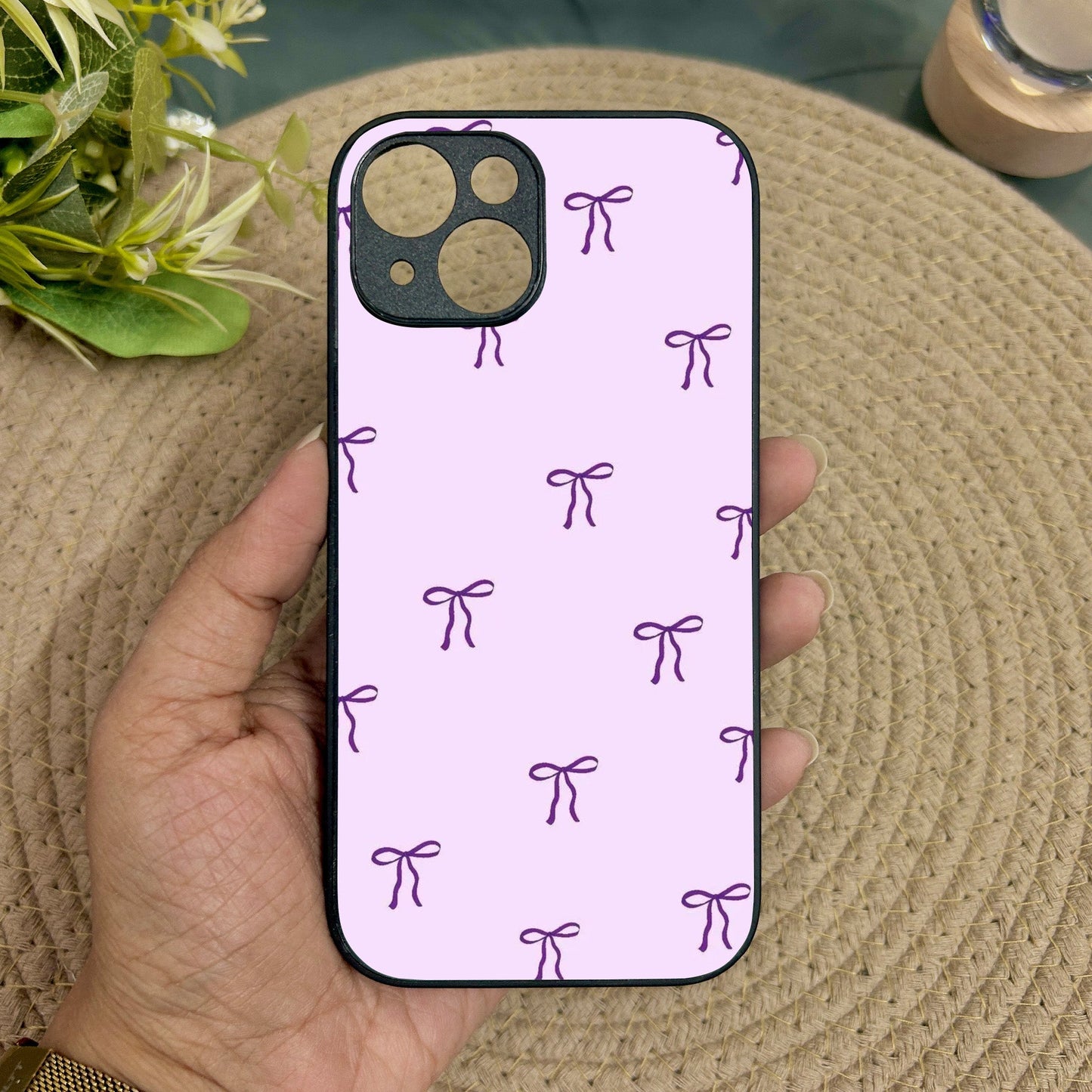 Tiny Bow Metal Back Case for Apple Iphone 15 Plus