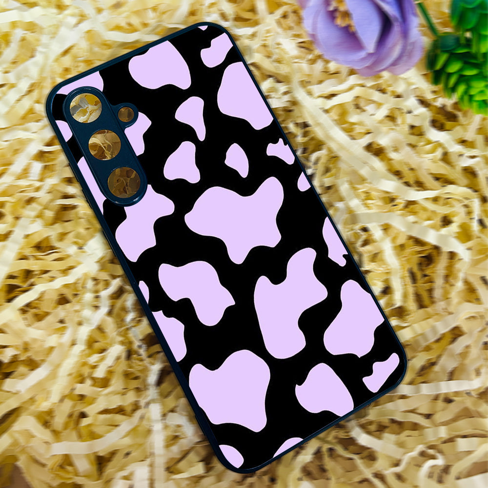 Lavender Cow Print Glossy Metal Back Case for Samsung Galaxy S23fe 5G