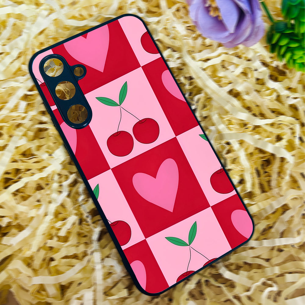 Cherry Heart Blocks Metal Back Case for Samsung Galaxy S23fe 5G