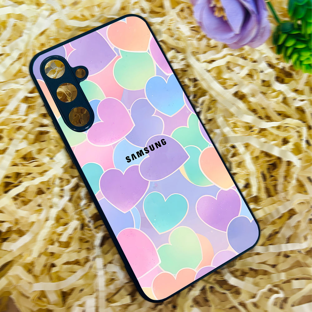 Pastel Hearts Glossy Metal Back Case for Samsung Galaxy S23fe 5G