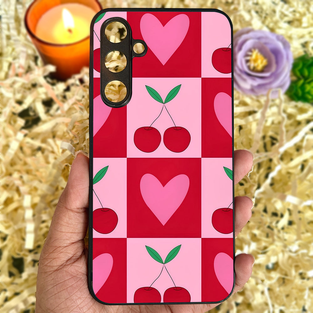 Cherry Heart Blocks Metal Back Case for Samsung Galaxy S23fe 5G