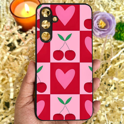 Cherry Heart Blocks Metal Back Case for Samsung Galaxy S23fe 5G