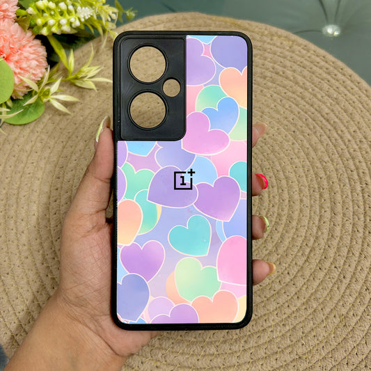 Pastel Hearts Glossy Metal Back Case for Oneplus Nord CE 3 Lite (5G)