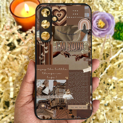 Aesthetic Brown Collage Metal Back Case for Samsung Galaxy S23fe 5G