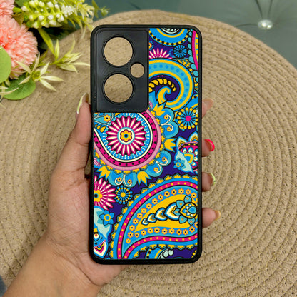 Phulkari Pattern Glossy Metal Back Case for Oneplus Nord CE 3 Lite (5G)