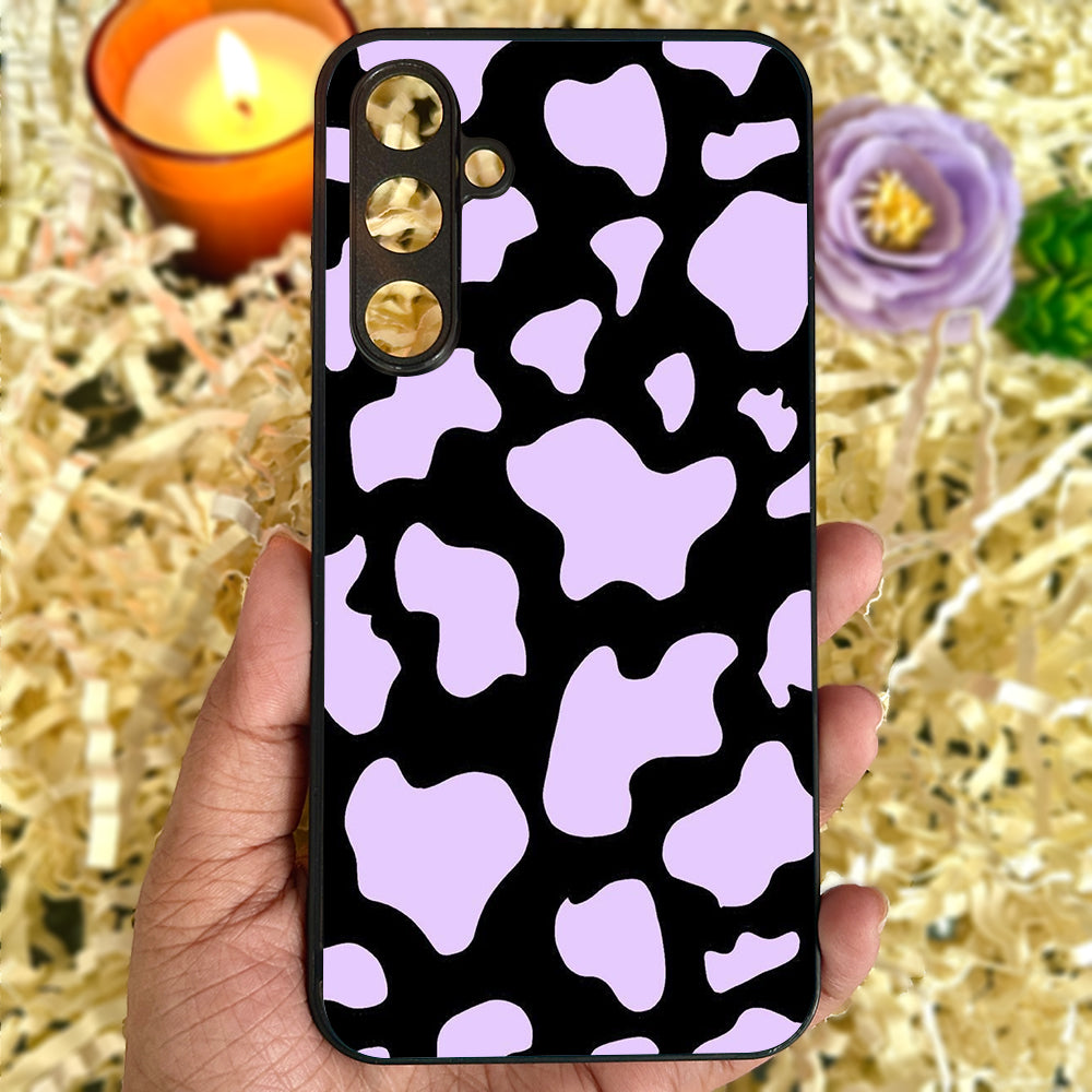 Lavender Cow Print Glossy Metal Back Case for Samsung Galaxy S23fe 5G