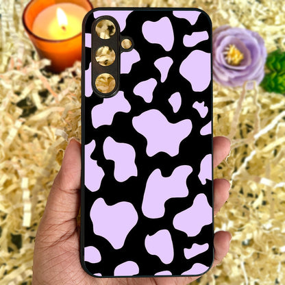 Lavender Cow Print Glossy Metal Back Case for Samsung Galaxy S23fe 5G