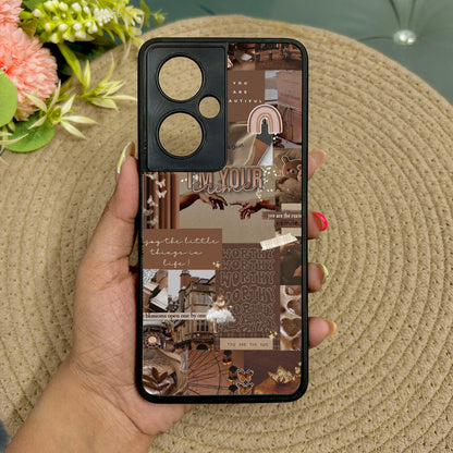 Aesthetic Brown Collage Metal Back Case for Oneplus Nord CE 3 Lite (5G)