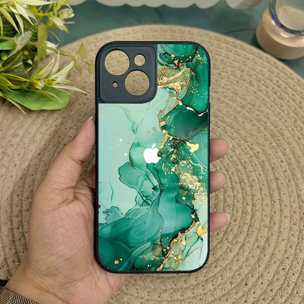 Jade Swirl Metal Back Case for Apple Iphone 15