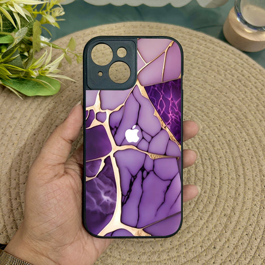 Violet Shatter Metal Back Case for Apple Iphone 15
