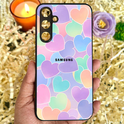 Pastel Hearts Glossy Metal Back Case for Samsung Galaxy S23fe 5G