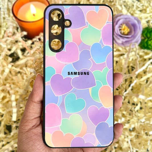 Pastel Hearts Glossy Metal Back Case for Samsung Galaxy S23fe 5G