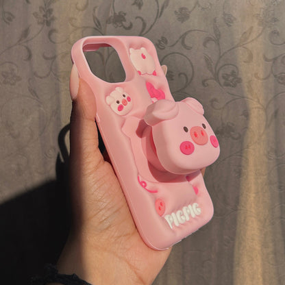 Peppa Pig Pop Socket Silicone Case for Apple iPhone