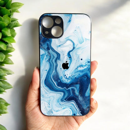 Glacier Wave Glossy Metal Back Case for Apple Iphone 13