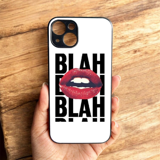 Blah Blah' Glossy Metal Back Case for Apple Iphone 13
