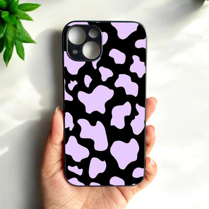 Lavender Cow Print Glossy Metal Back Case for Apple Iphone 15 Plus