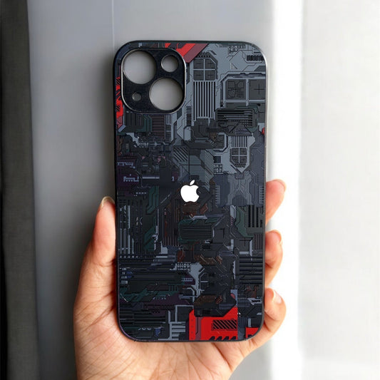 Circuit Crush Glossy Metal Back Case for Apple Iphone 14