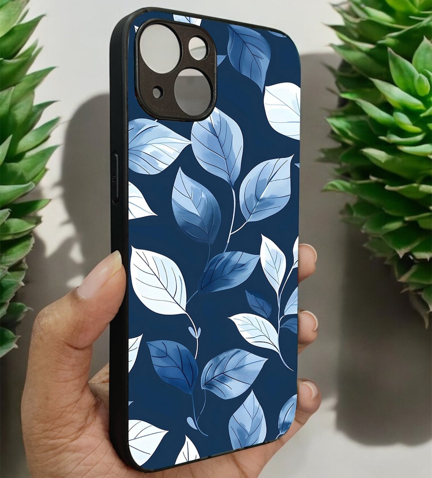 Lush Leaves Glossy Metal Back Case for Apple Iphone 14