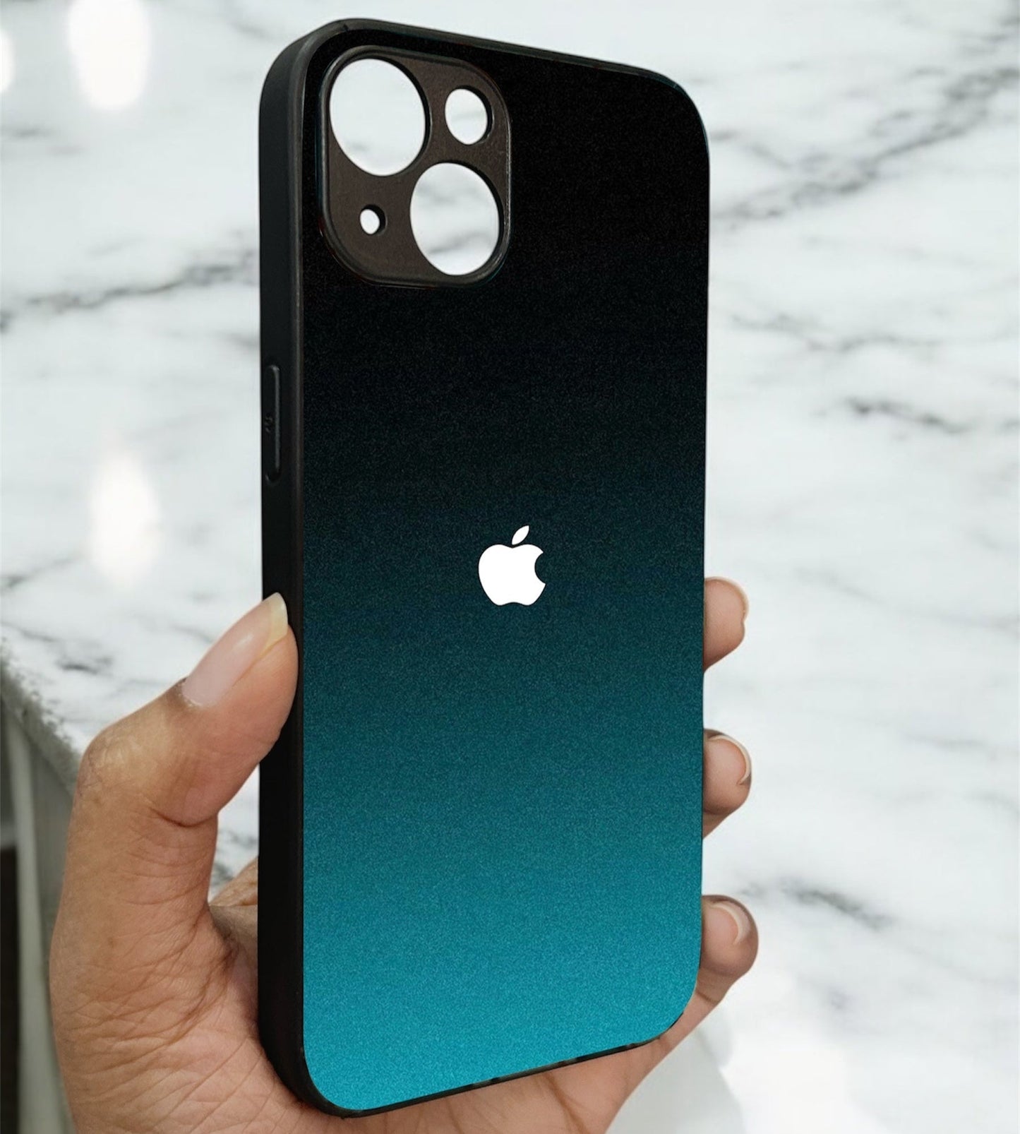 Midnight Teal Glossy Metal Back Case for Apple Iphone 15 Plus