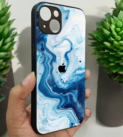 Glacier Wave Glossy Metal Back Case for Apple iPhone