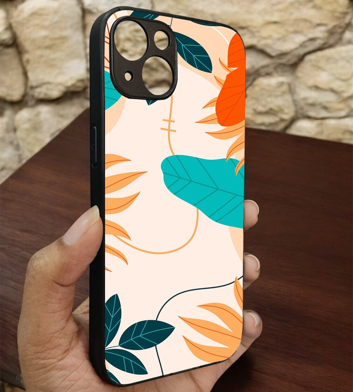 Leafy Vibe Glossy Metal Back Case for Apple Iphone 14 Plus