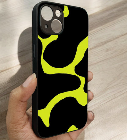 Lime Pulse Glossy Metal Back Case for Apple Iphone 13