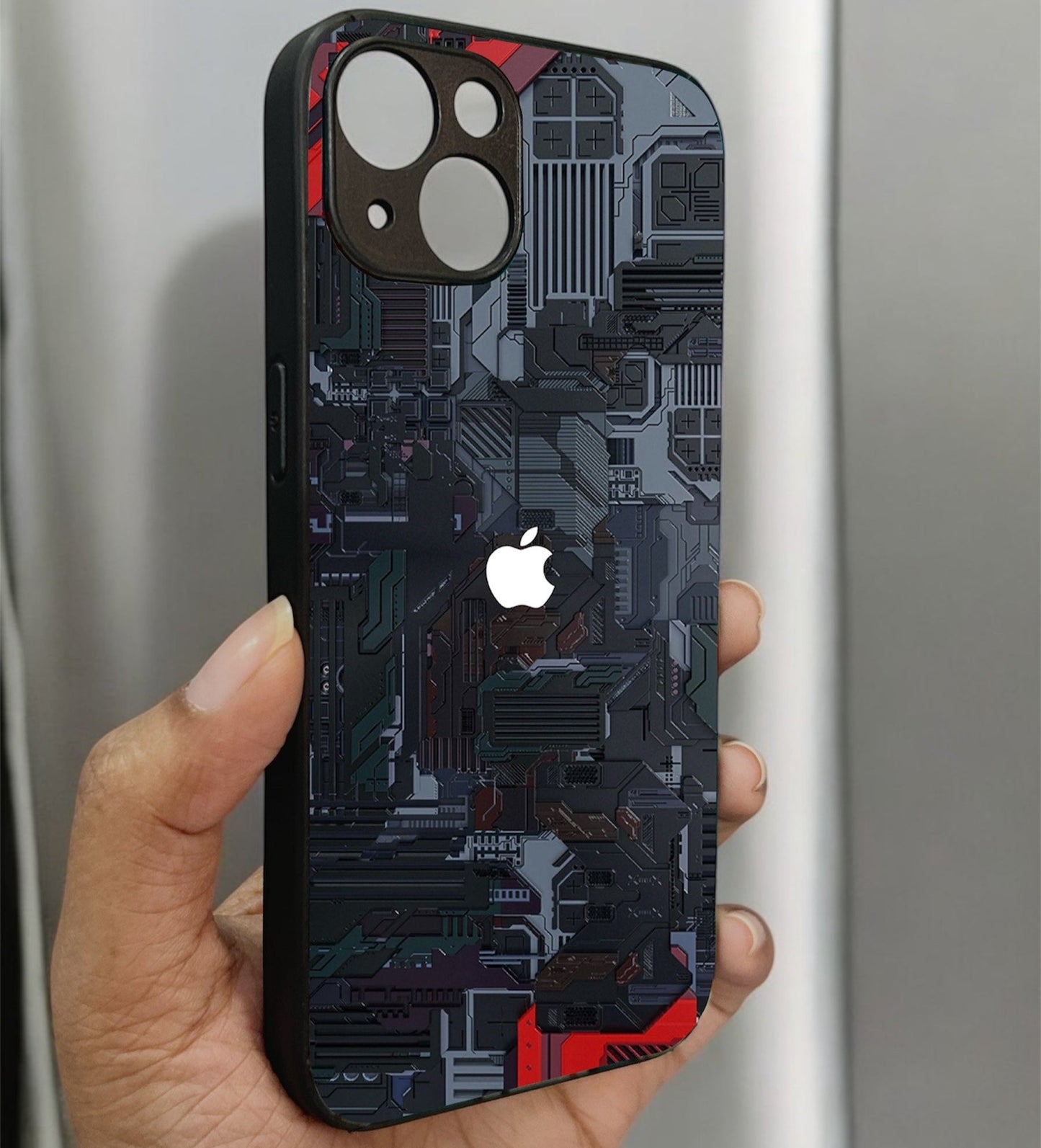 Circuit Crush Glossy Metal Back Case for Apple Iphone 14 Plus