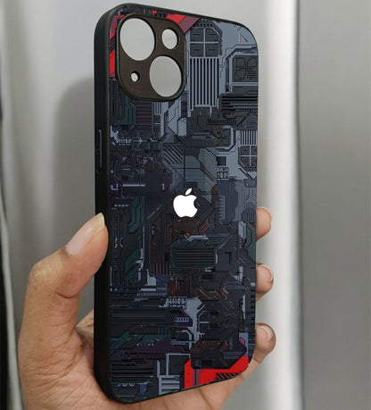 Circuit Crush Glossy Metal Back Case for Apple Iphone 15 Plus