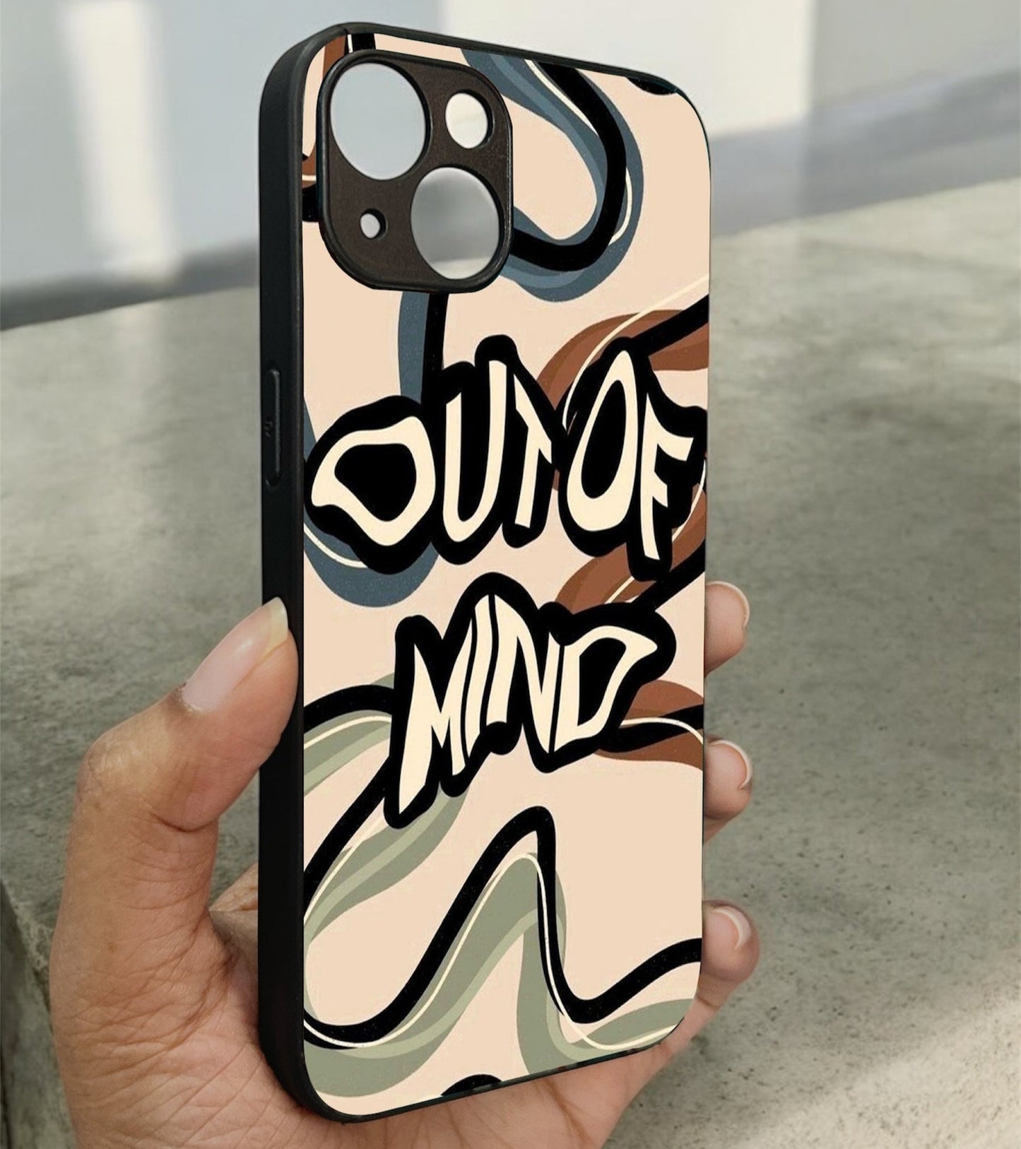 Out Of Mind' Glossy Metal Back Case for Apple Iphone 13