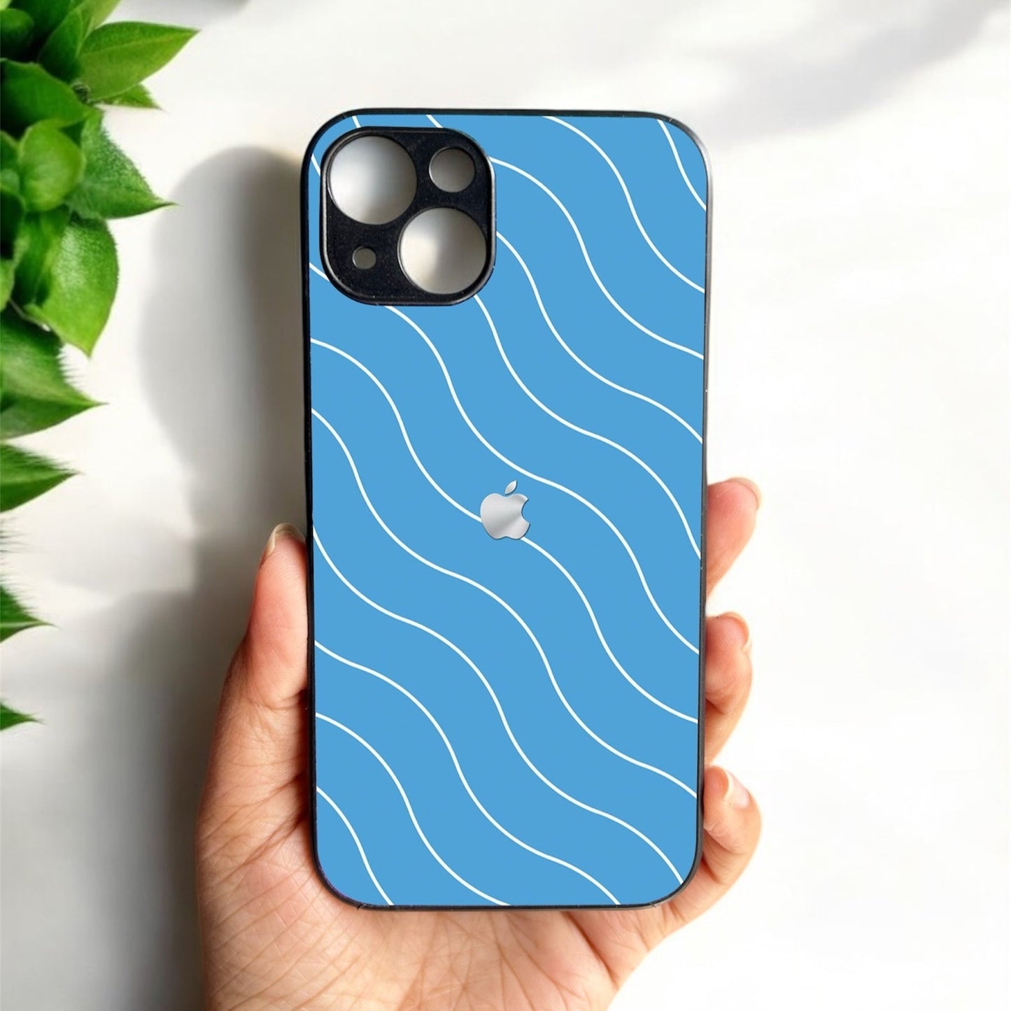 Blue Curvio Metal Back Case for Apple Iphone 14