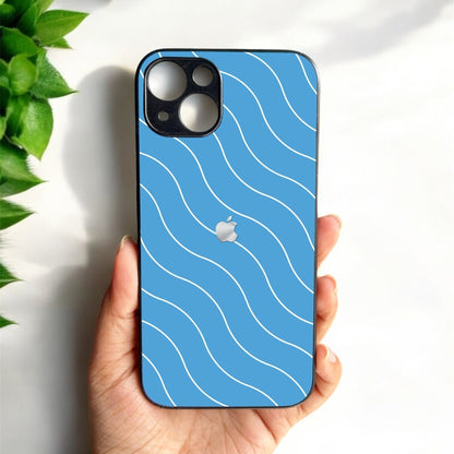 Blue Curvio Metal Back Case for Apple Iphone 14